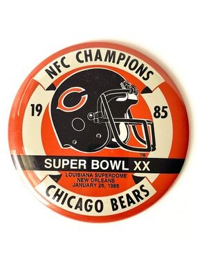 Vintage 6in. Chicago Bears Football Super Bowl Pinback Button 1985-86